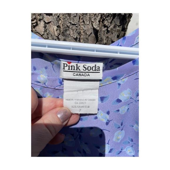 Vtg | 90s Pink Soda Floral Maxi Summer Dress Spaghetti Straps Empire Waist Sz 7 - Picture 5 of 8